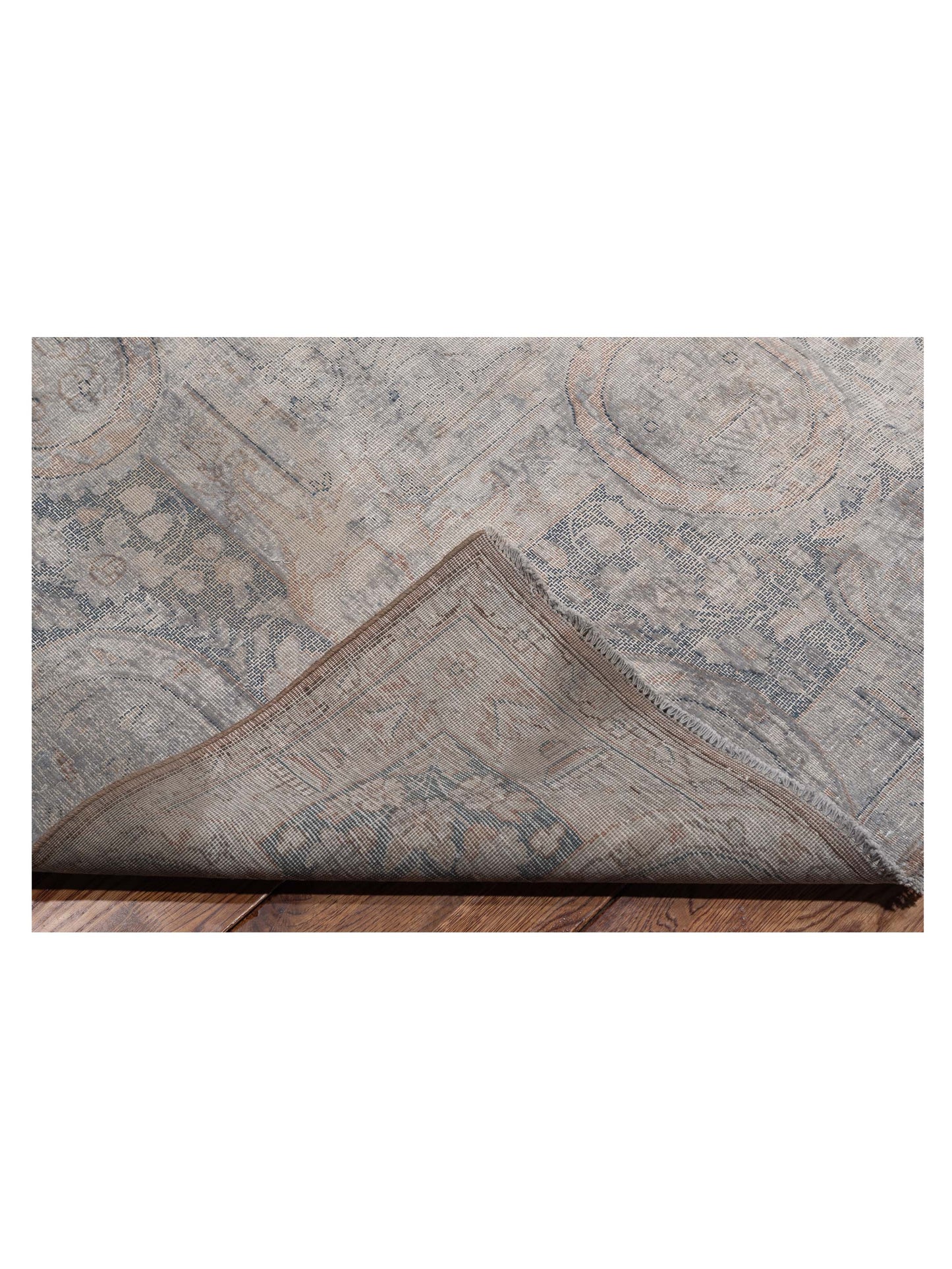 Vintage Light Gray 9.10x13.4 Hand Knotted Rug