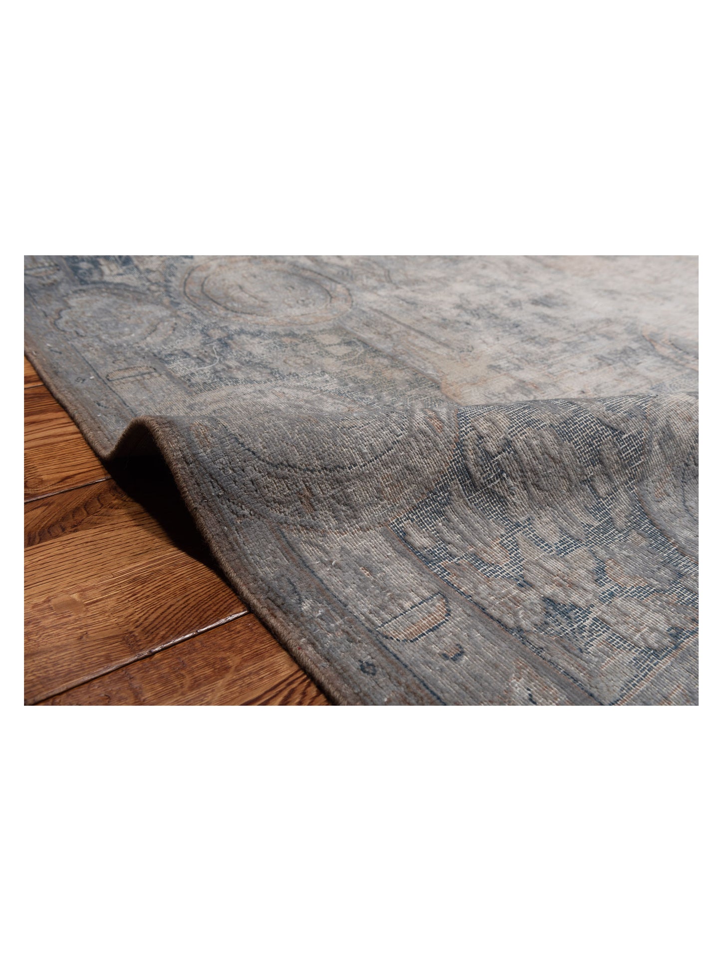 Vintage Light Gray 9.10x13.4 Hand Knotted Rug