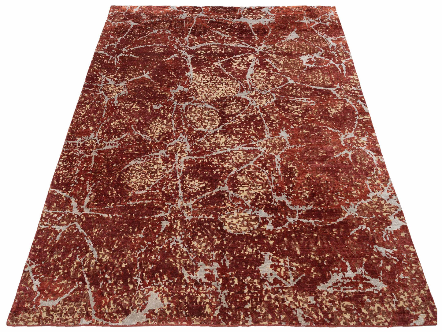 Tenzari Red 8x9.8 Hand Knotted Rug