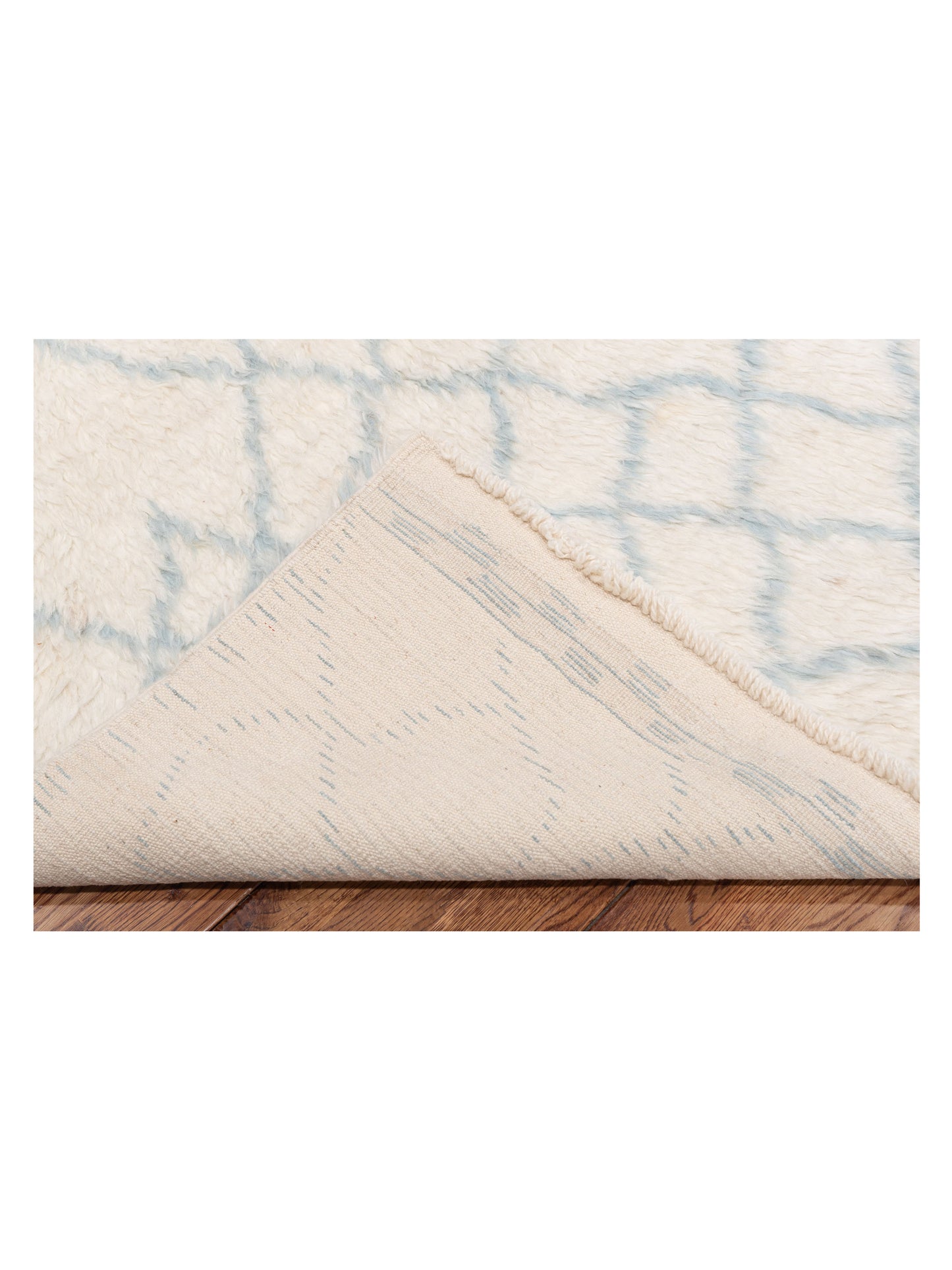 Baskra Ivory Light Blue 7.8x10 Hand Knotted Rug