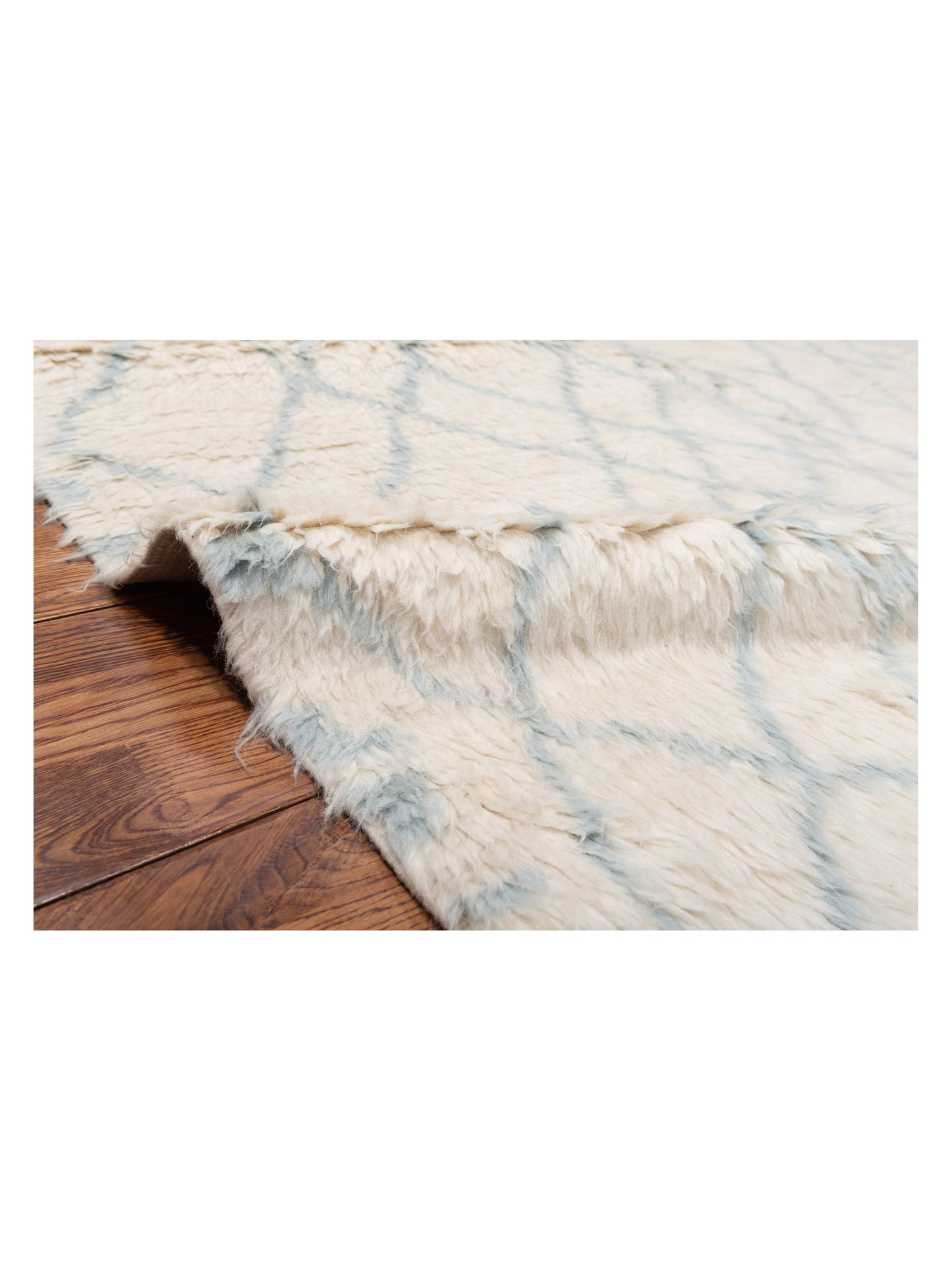 Baskra Ivory Light Blue 7.8x10 Hand Knotted Rug