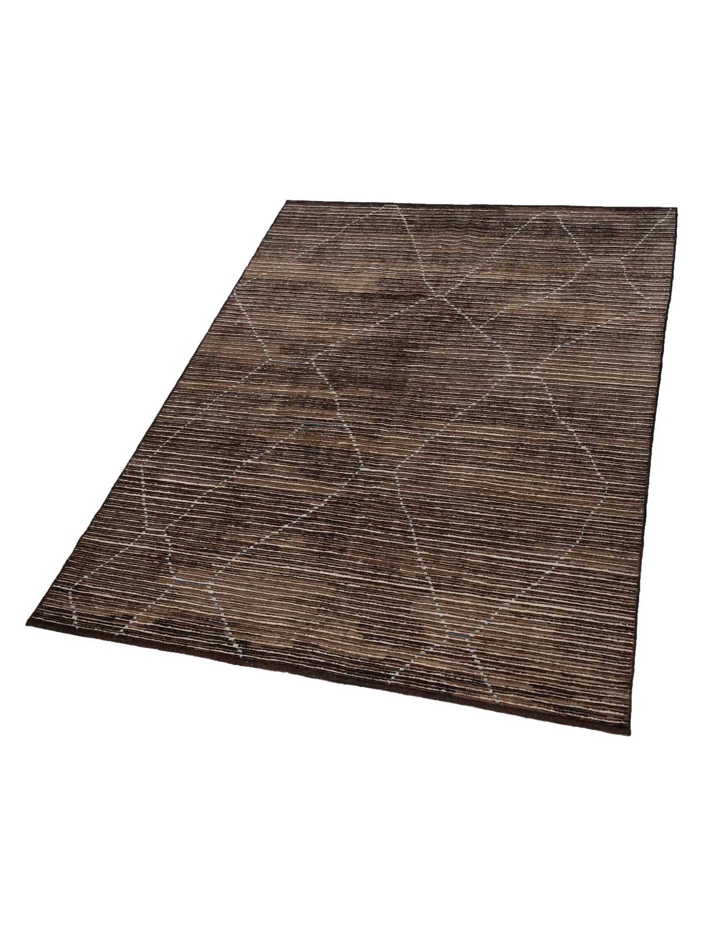 Baskra Brown Beige 7.10x10 Hand Knotted Rug