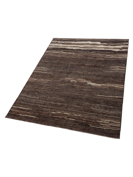 Anavera Charcoal Brown 7.10x9.10 Hand Knotted Rug