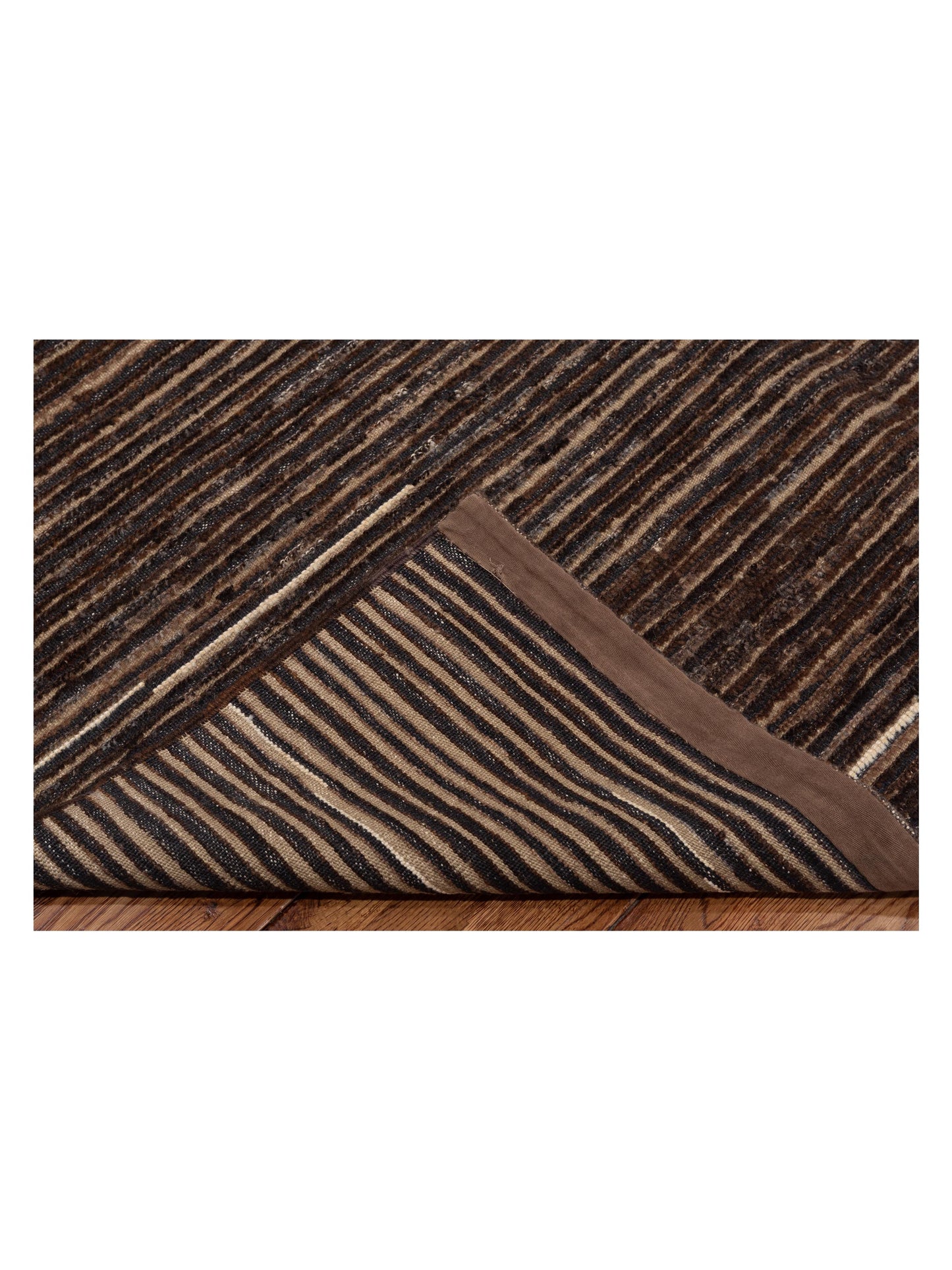 Anavera Charcoal Brown 7.10x9.10 Hand Knotted Rug