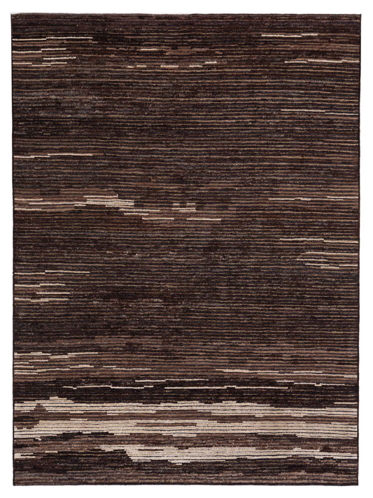 Anavera Charcoal Brown 7.10x9.10 Hand Knotted Rug