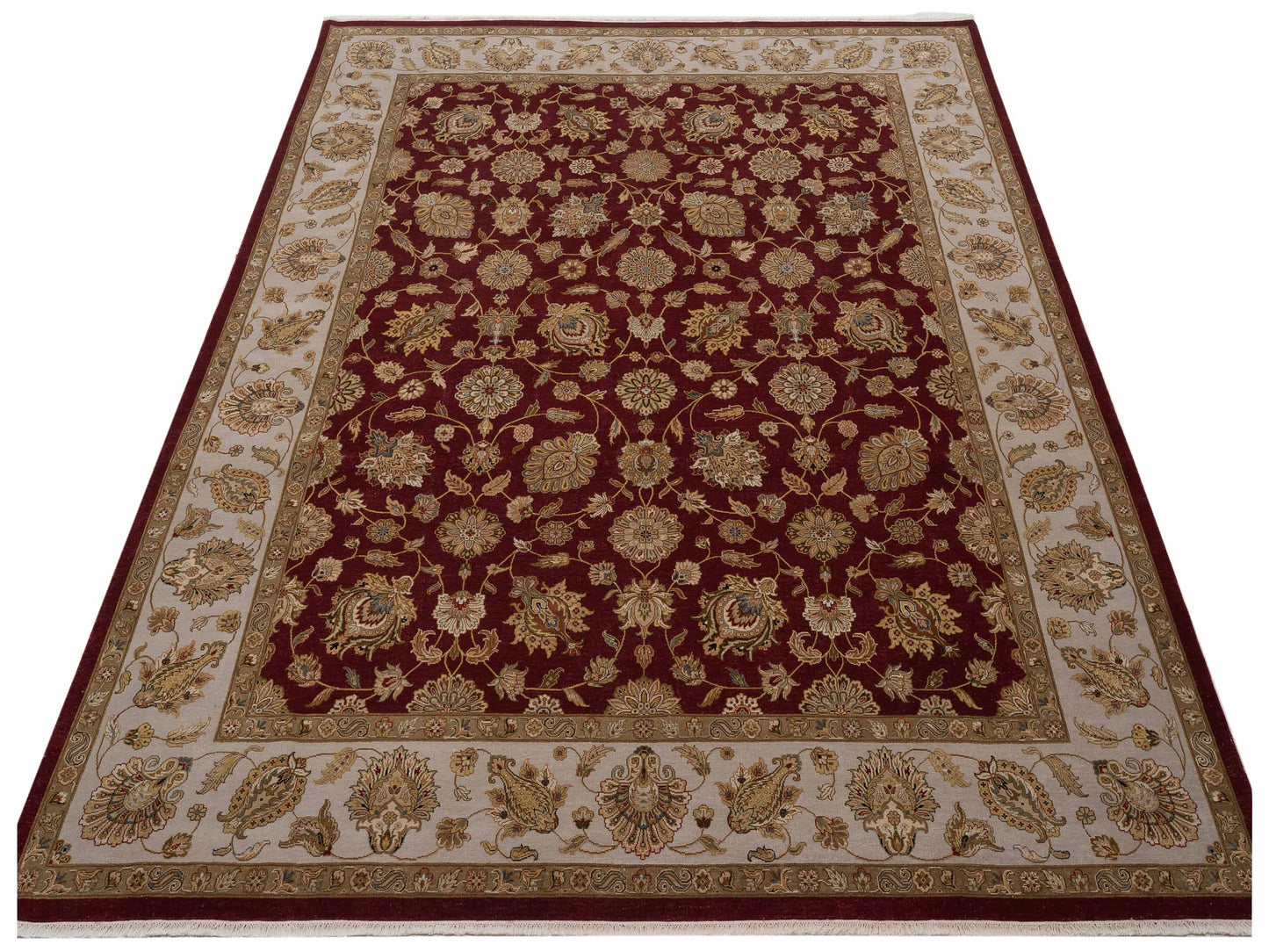 Javira Silk Red Ivory 8.1x10.2 Hand Knotted Rug
