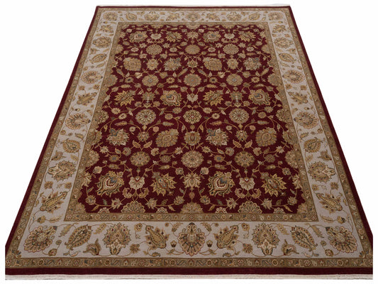 Javira Silk Red Ivory 8.1x10.2 Hand Knotted Rug