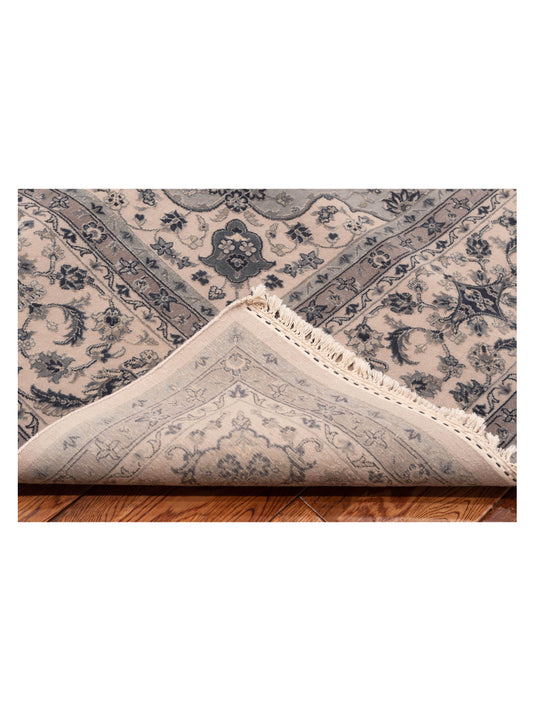 Javira Silk Ivory Gray 9x12.4 Hand Knotted Rug