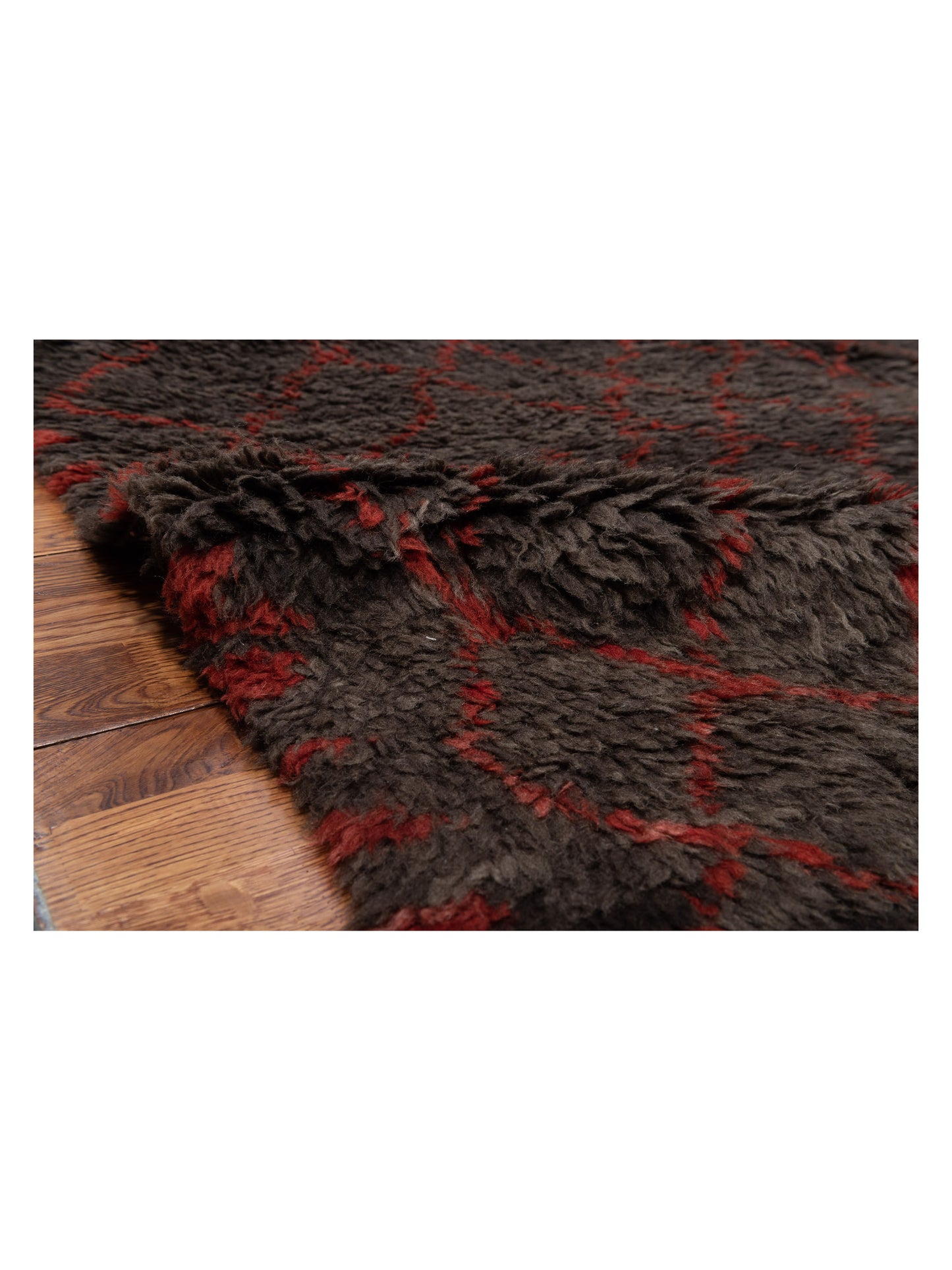 Baskra Charcoal Red 8x9.5 Hand Knotted Rug