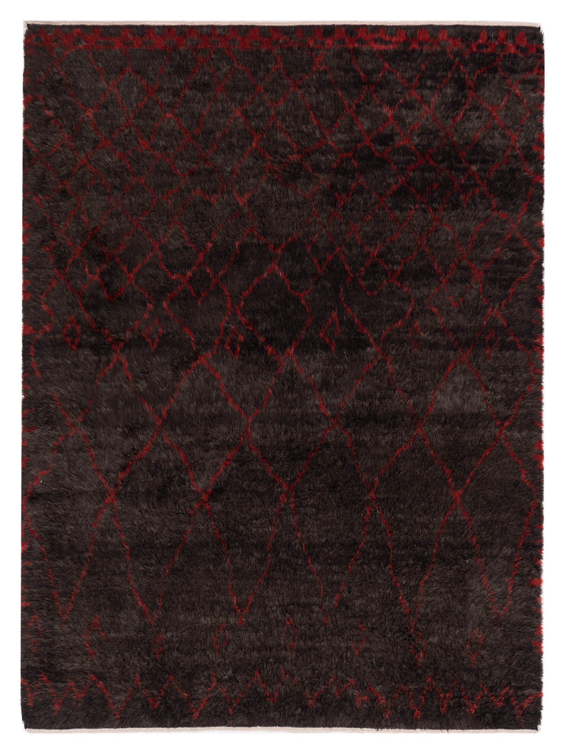 Pasha Berber  Charcoal Red Contemporary