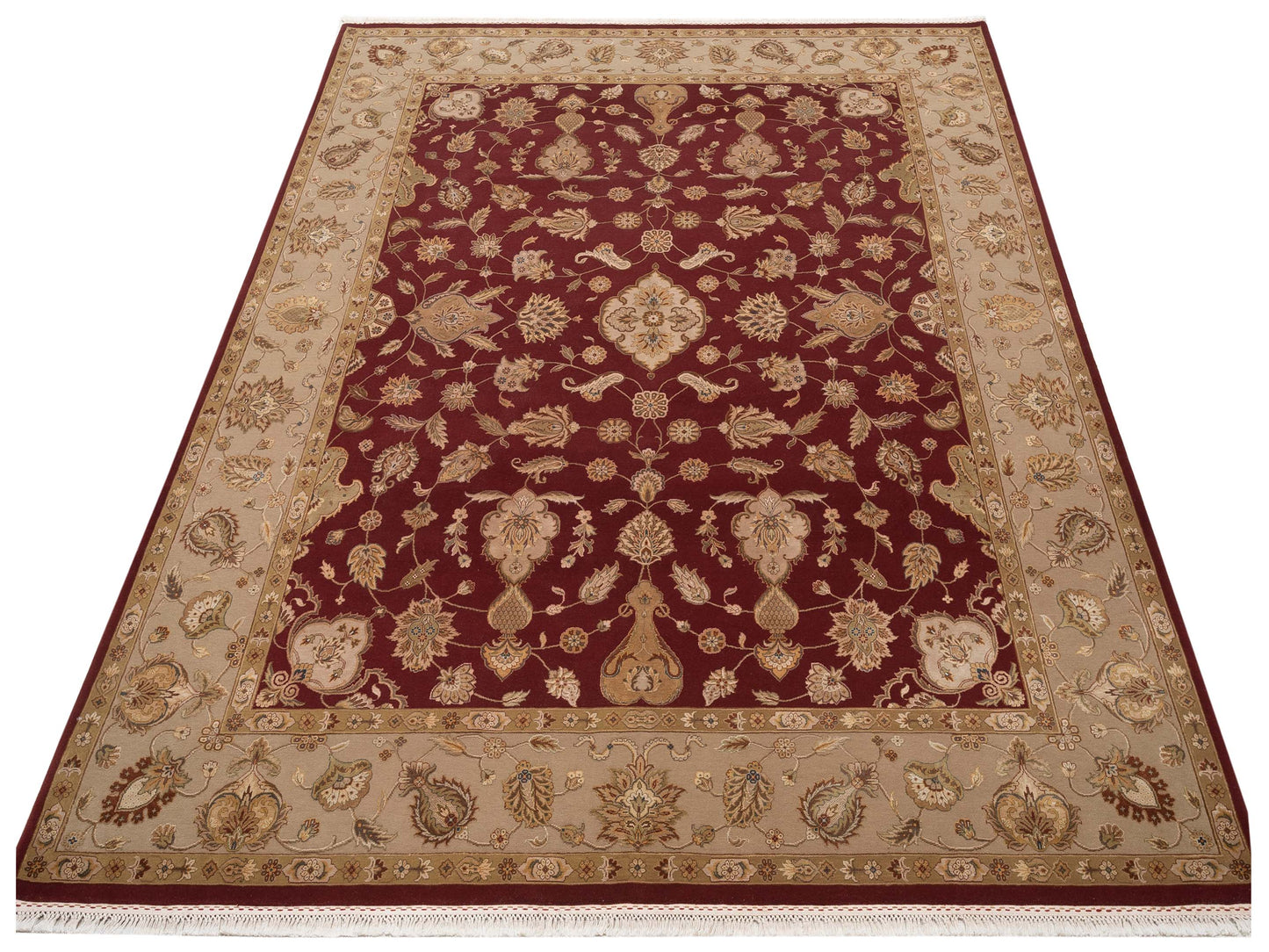 Javira Silk Red Cream 8.1x10 Hand Knotted Rug