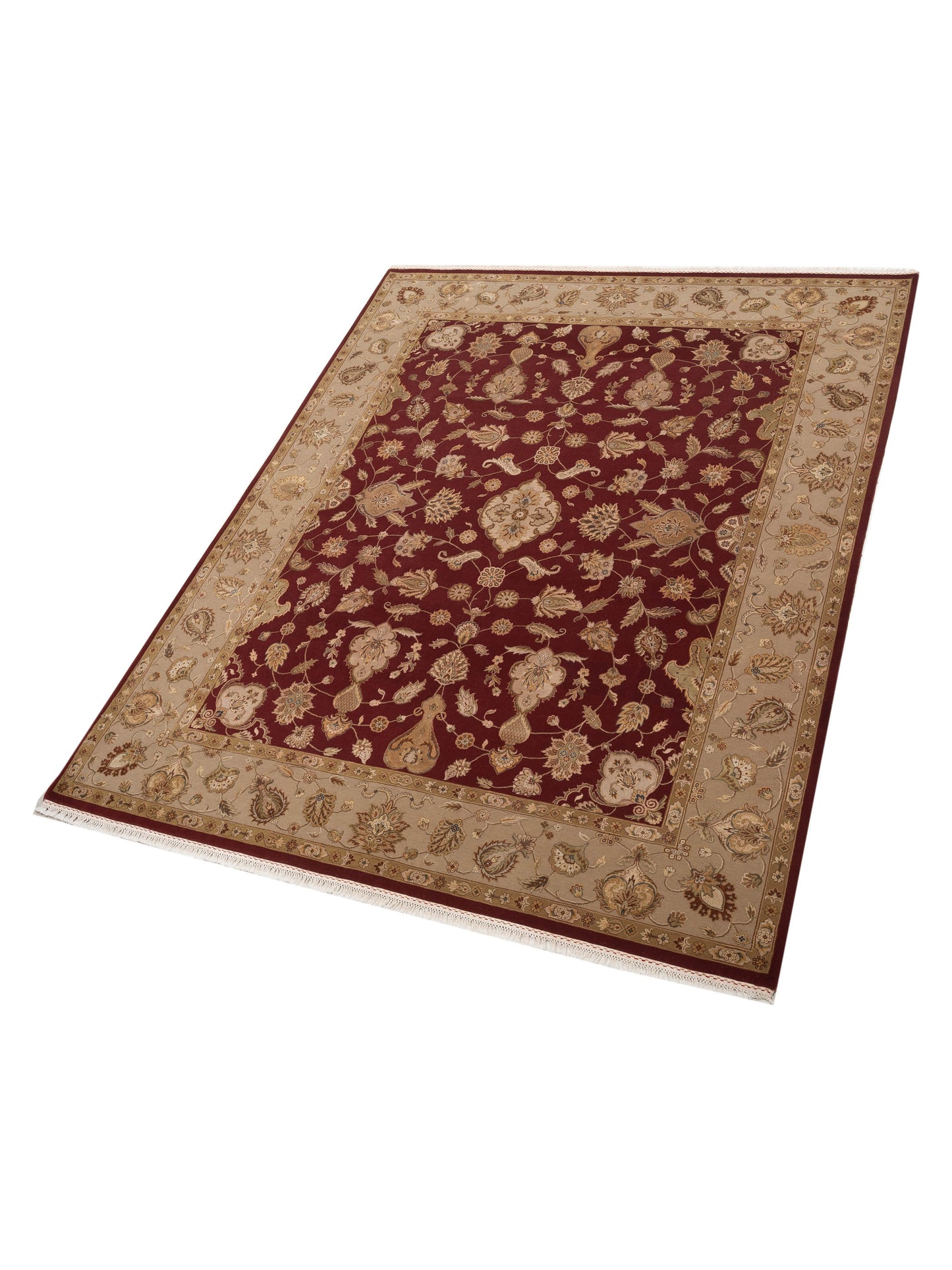 Javira Silk Red Cream 8.1x10 Hand Knotted Rug