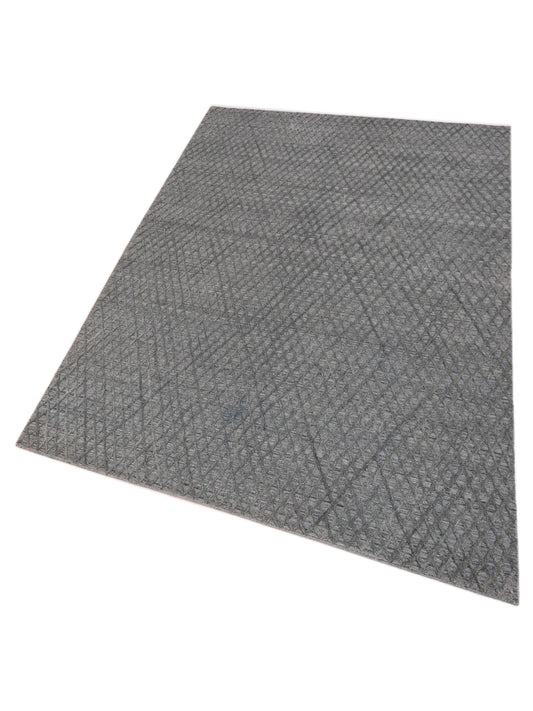 Tibarra Gray Blue Gray Blue 6.3x9.3 Hand Knotted Rug