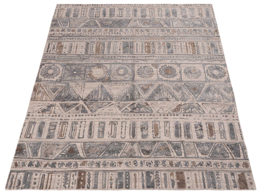 Tibarra Beige Gray 8.3x10.1 Hand Knotted Rug