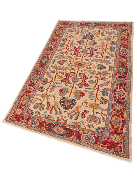 Antiqua Fine Ivory Red 5x9.9 Hand Knotted Rug