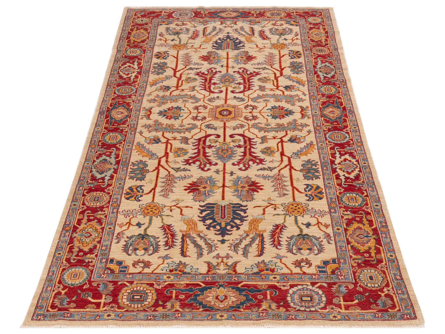 Antiqua Fine Ivory Red 5x9.9 Hand Knotted Rug
