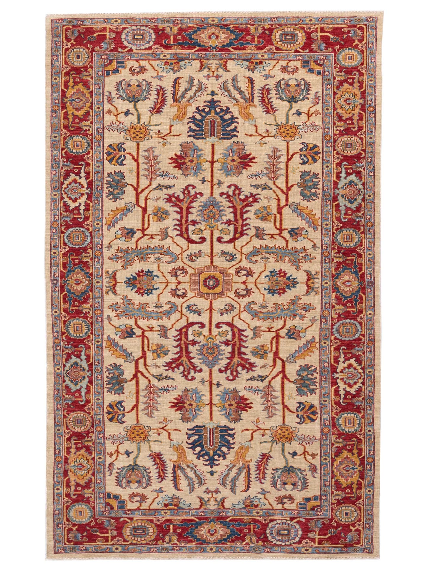 Pasha Antique Loom Fine  Ivory Red Traditional