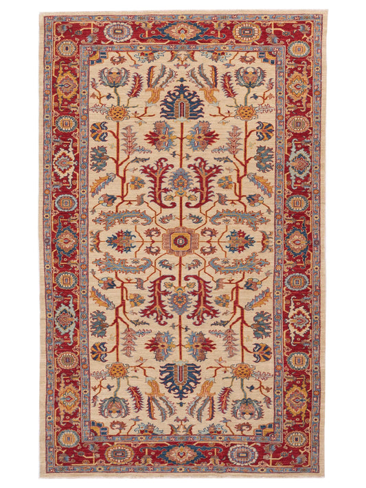 Pasha Antique Loom Fine  Ivory Red Traditional