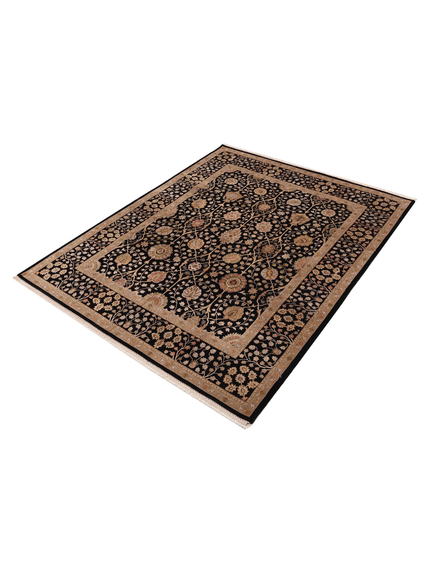 Javira Silk Black Black 8.3x10.1 Hand Knotted Rug