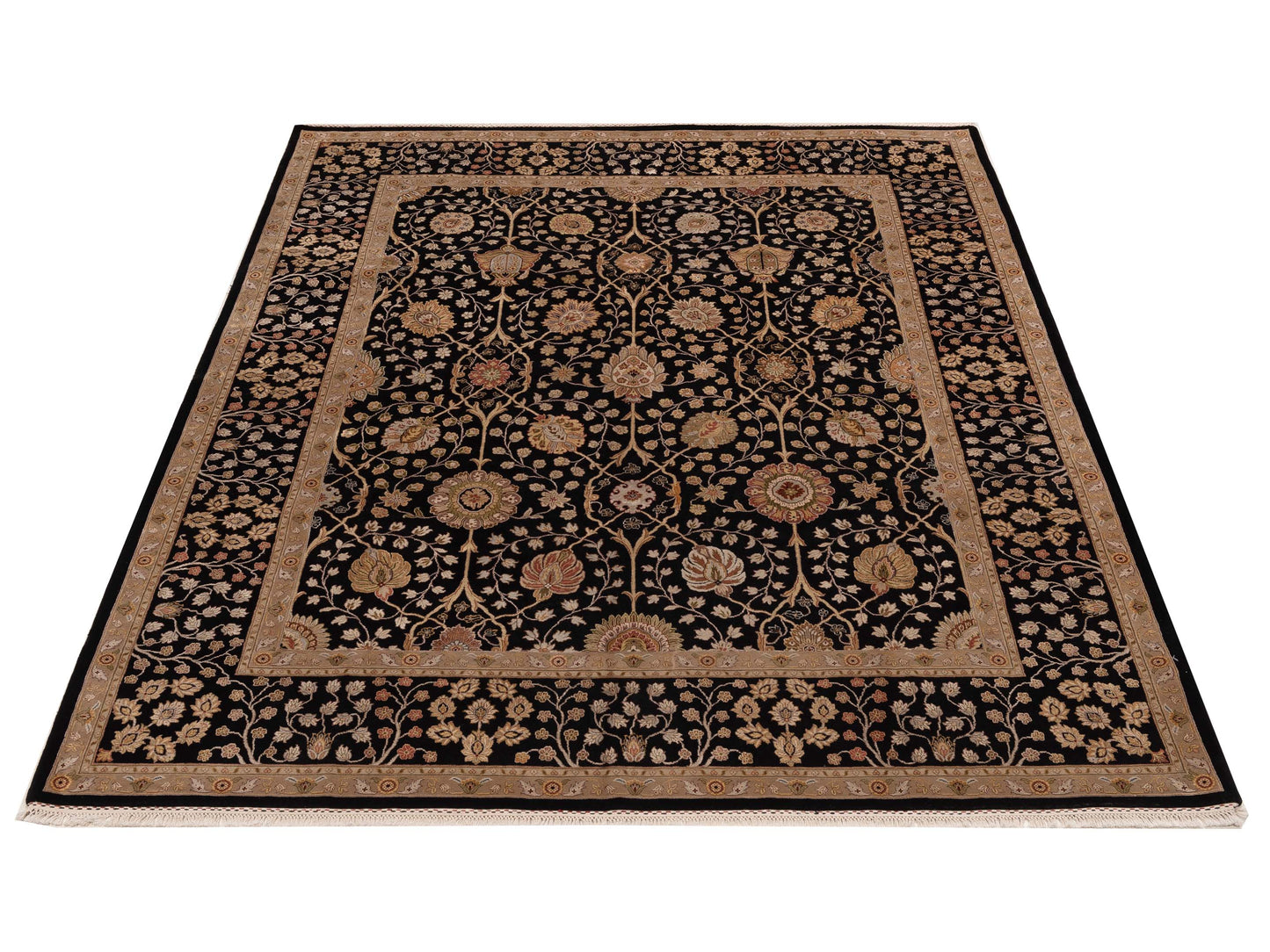 Javira Silk Black Black 8.3x10.1 Hand Knotted Rug