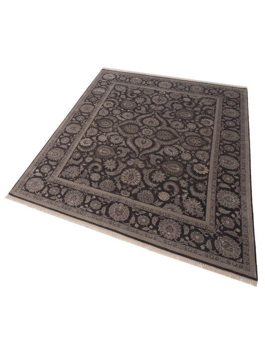 Javira Silk Charcoal Charcoal 8.2x10.3 Hand Knotted Rug