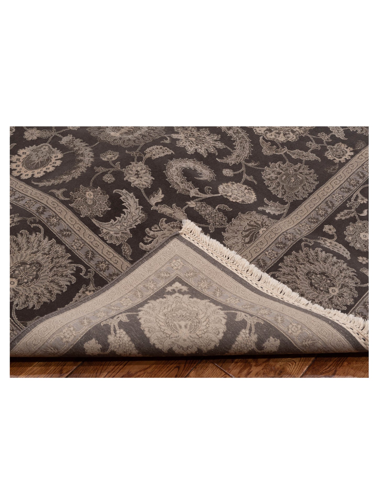 Javira Silk Charcoal Charcoal 8.2x10.3 Hand Knotted Rug