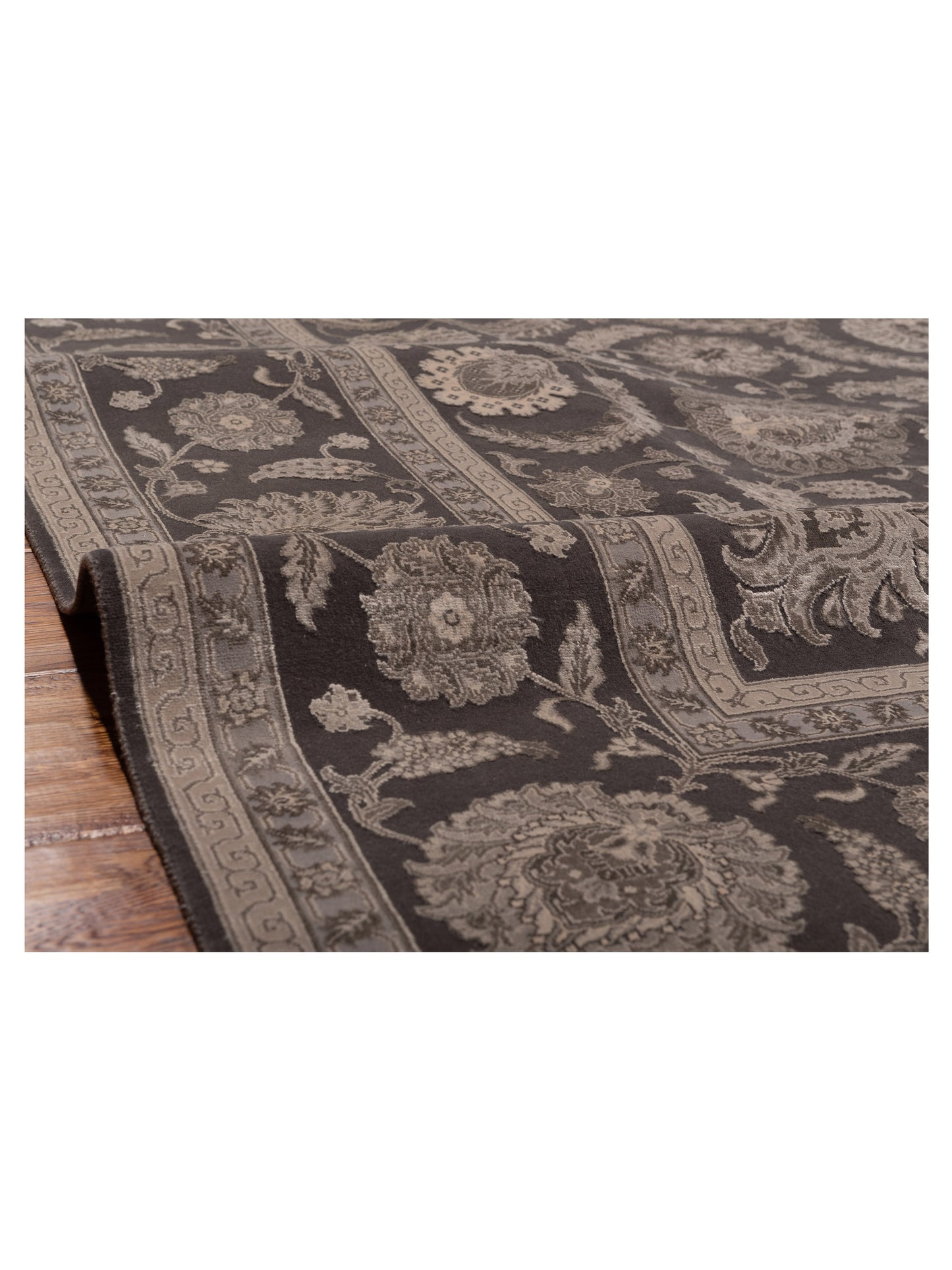 Javira Silk Charcoal Charcoal 8.2x10.3 Hand Knotted Rug