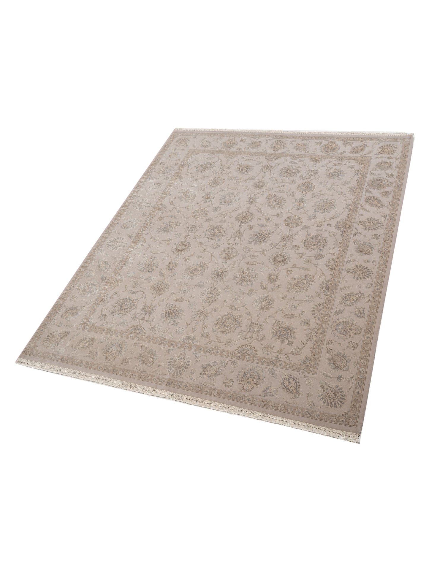 Javira Silk Beige Beige 8.2x10.1 Hand Knotted Rug