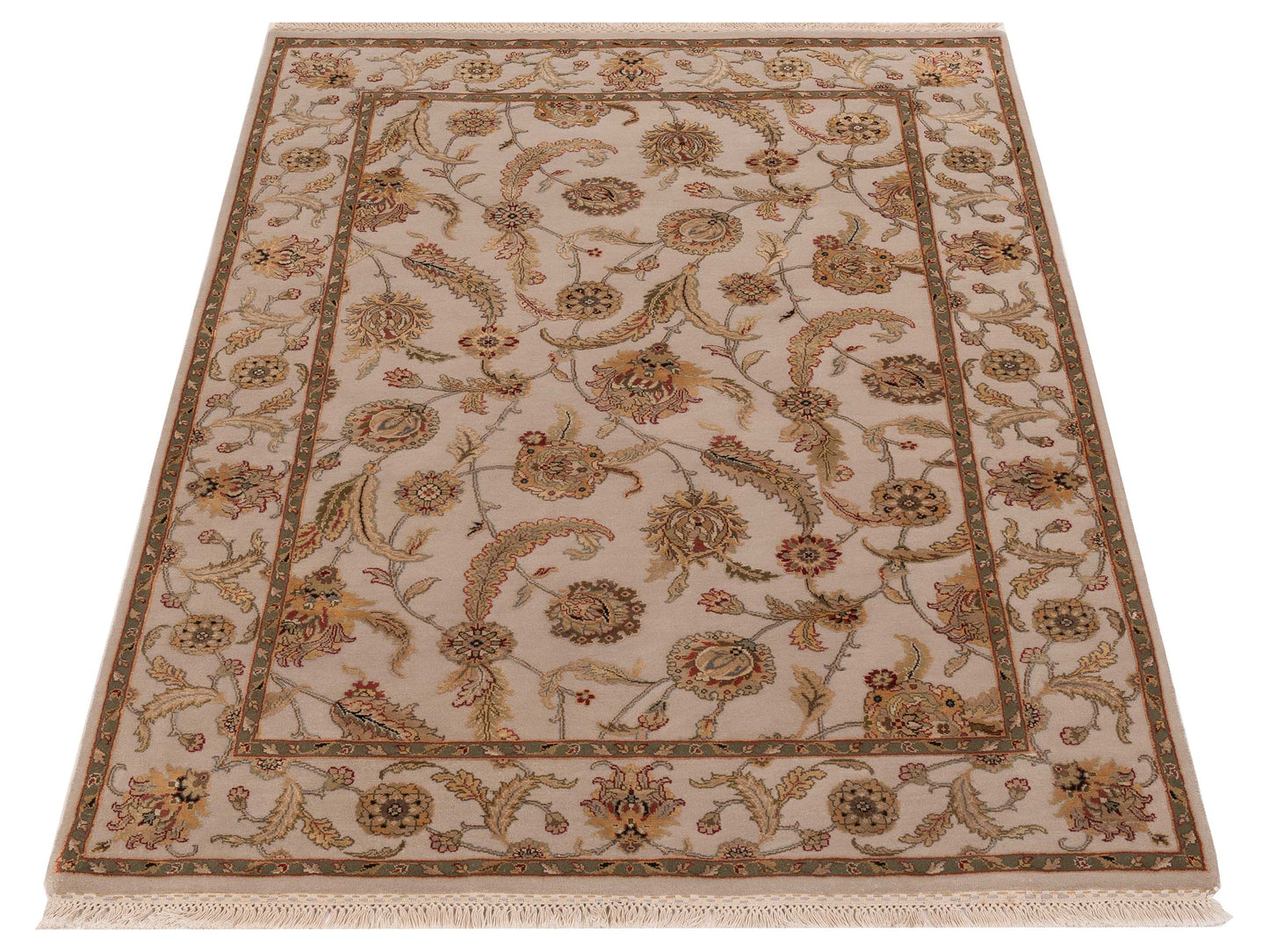 Javira Silk Ivory Ivory 4.1x6.1 Hand Knotted Rug