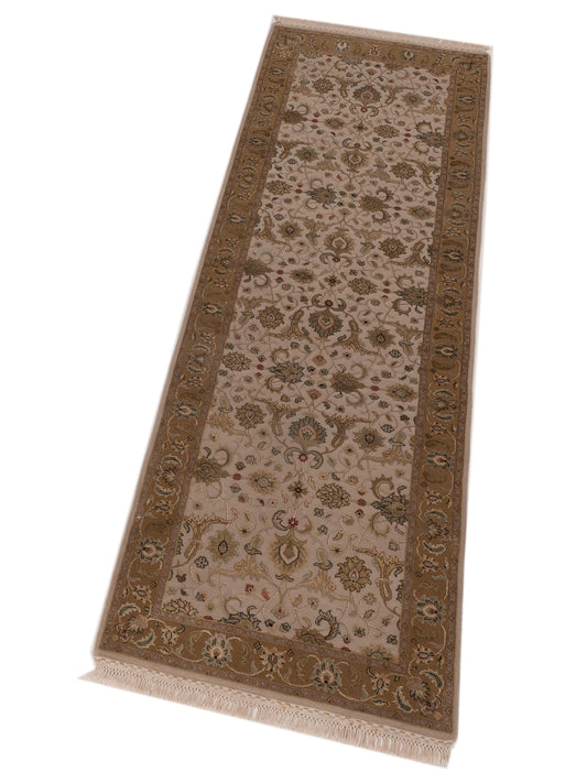 Javira Silk Ivory Gold 2.7x8 Hand Knotted Rug