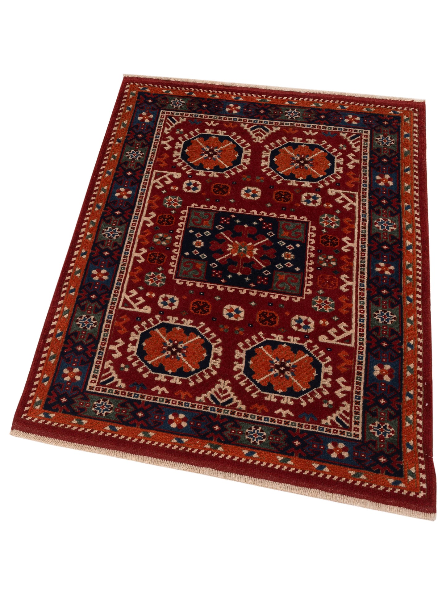 Shirvara Red Navy 4.3x5.5 Hand Knotted Rug