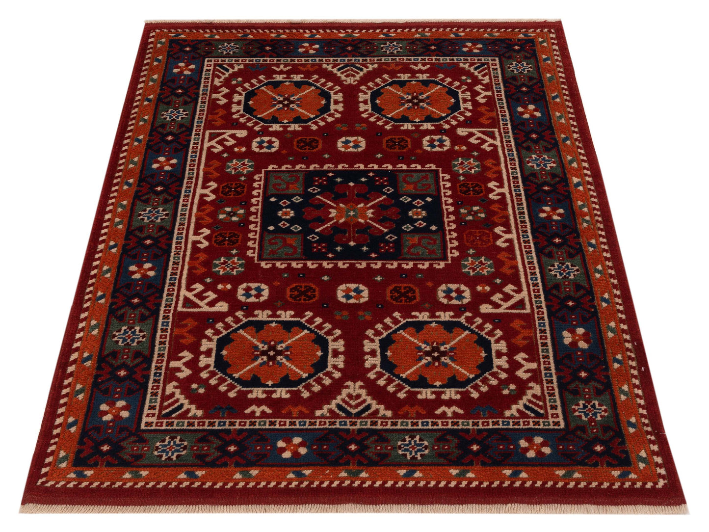 Shirvara Red Navy 4.3x5.5 Hand Knotted Rug
