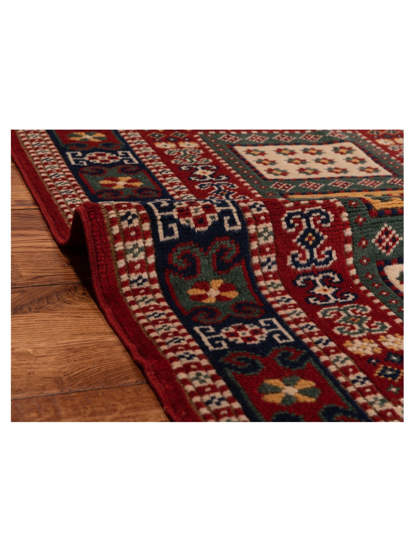 Shirvara Green Navy 3.2x4 Hand Knotted Rug