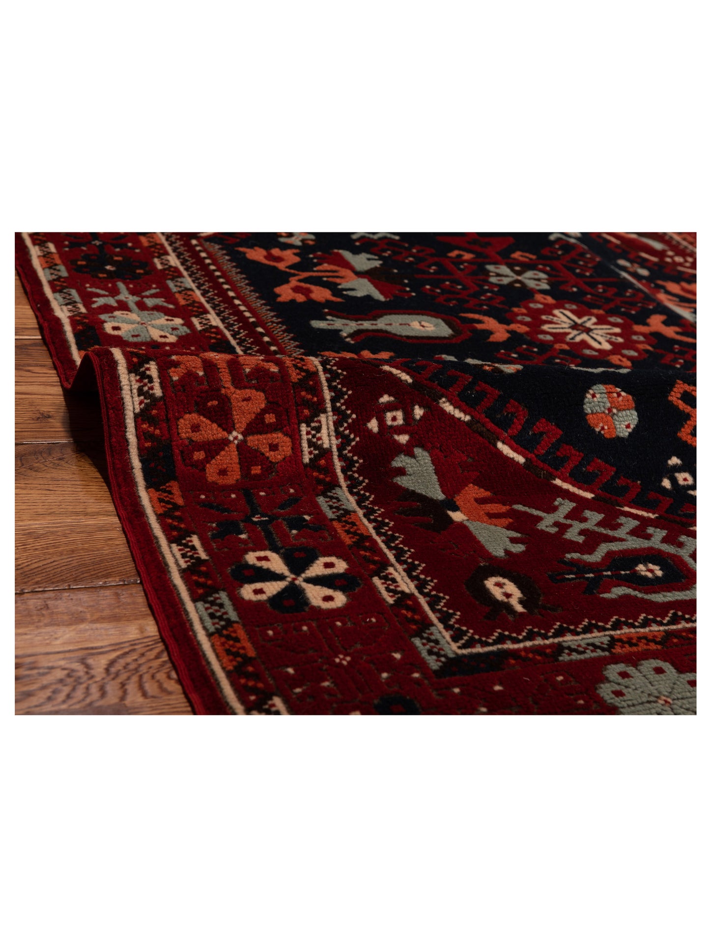 Shirvara Navy Red 3.10x5.6 Hand Knotted Rug