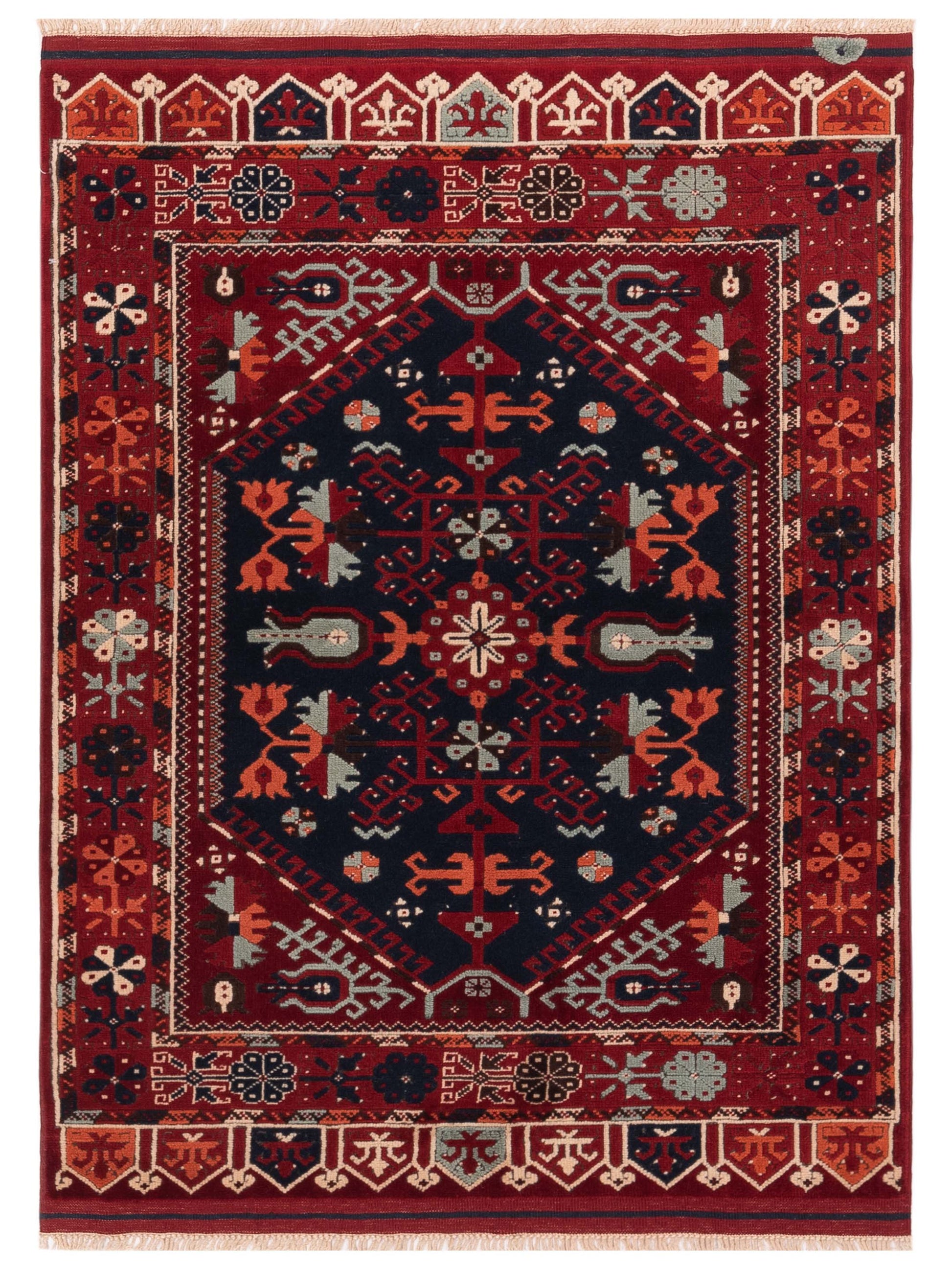 Pasha Turkish Shirwan  Navy Red Traditional