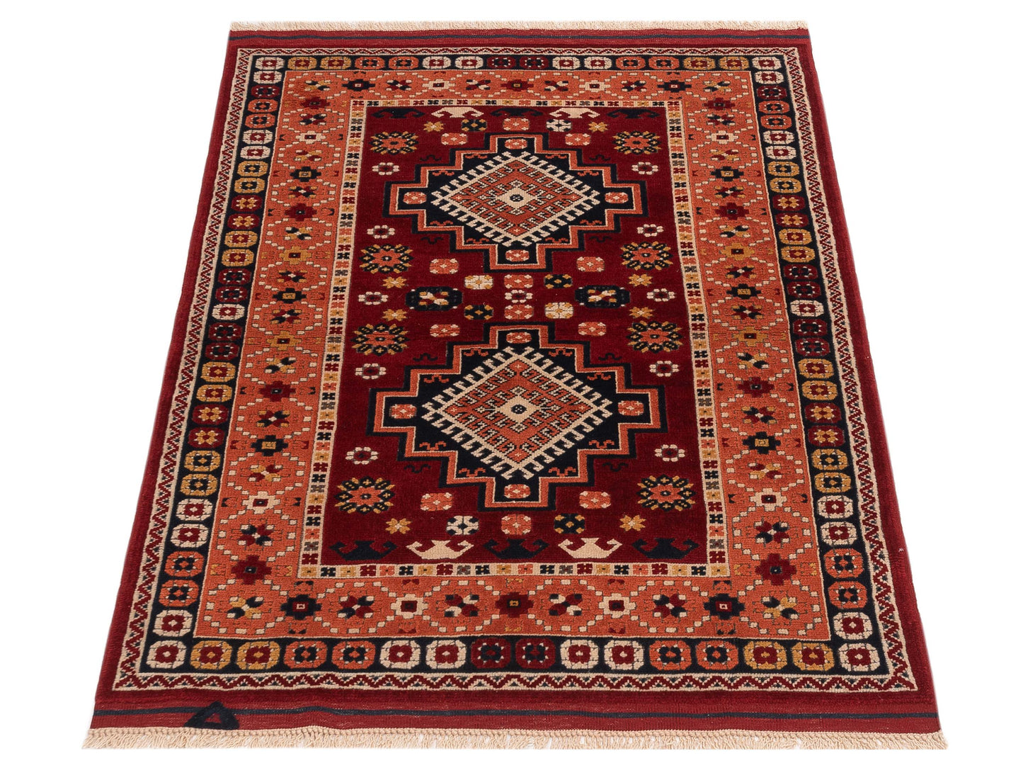Shirvara Red Black 4x5.8 Hand Knotted Rug