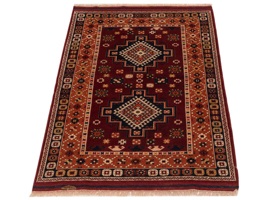 Shirvara Red Orange 3.11x5.6 Hand Knotted Rug