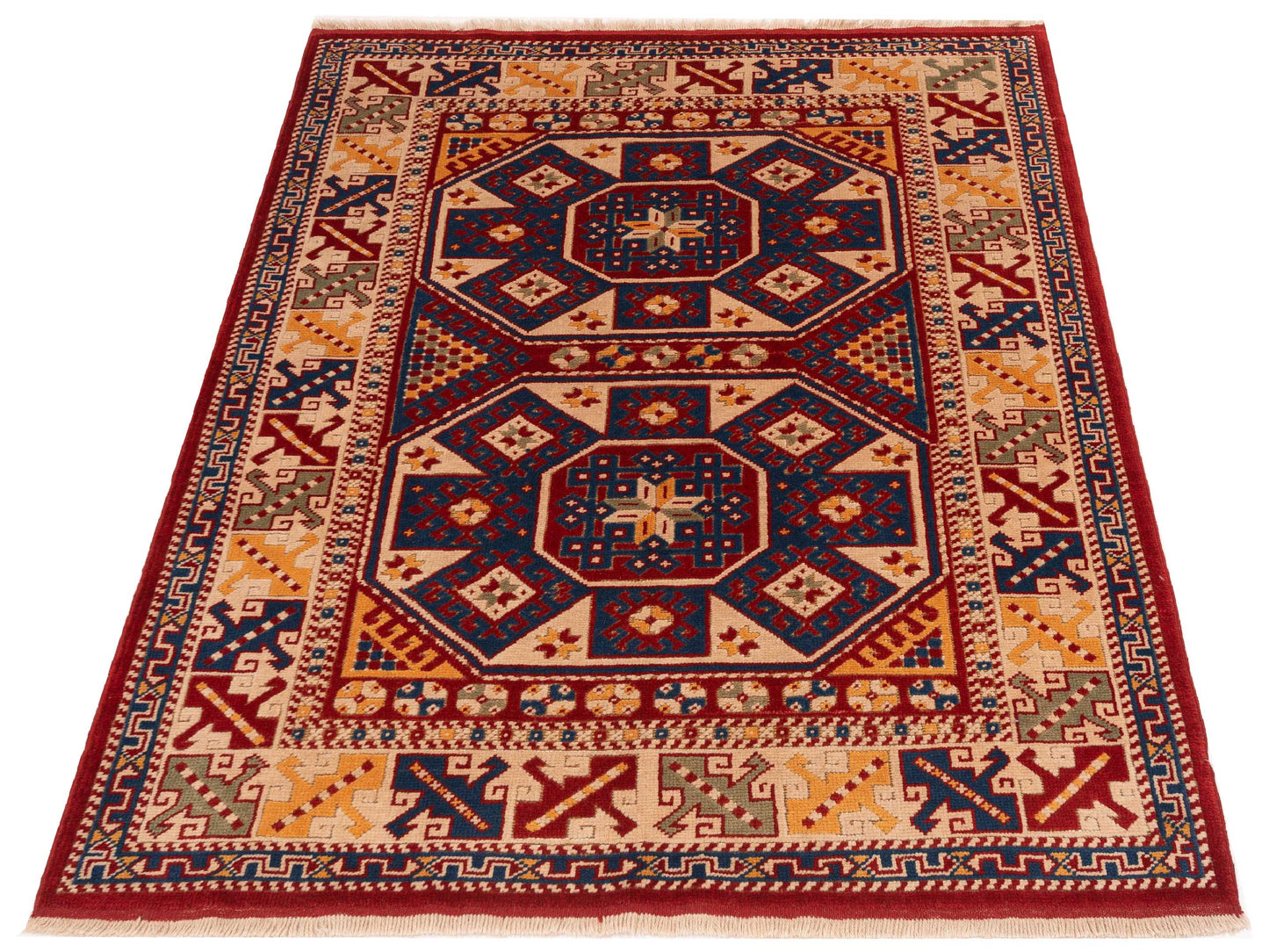 Shirvara Red Ivory 5.4x6.8 Hand Knotted Rug