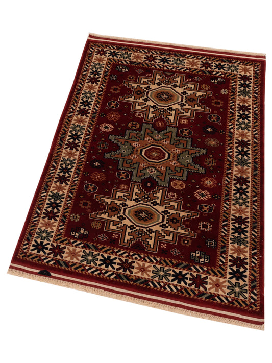 Shirvara Red Ivory 3.10x5.10 Hand Knotted Rug
