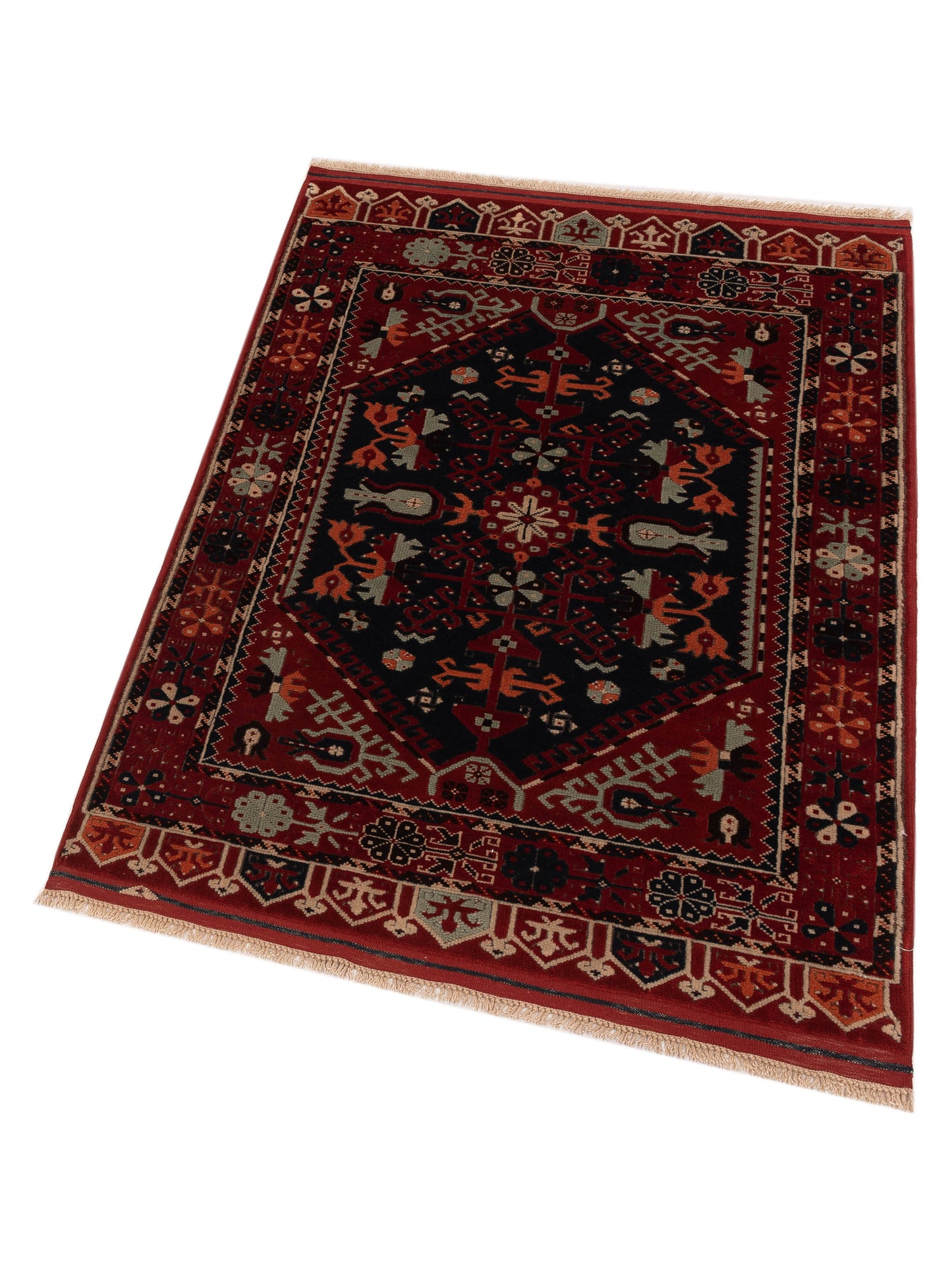 Shirvara Black Red 3.10x5.7 Hand Knotted Rug