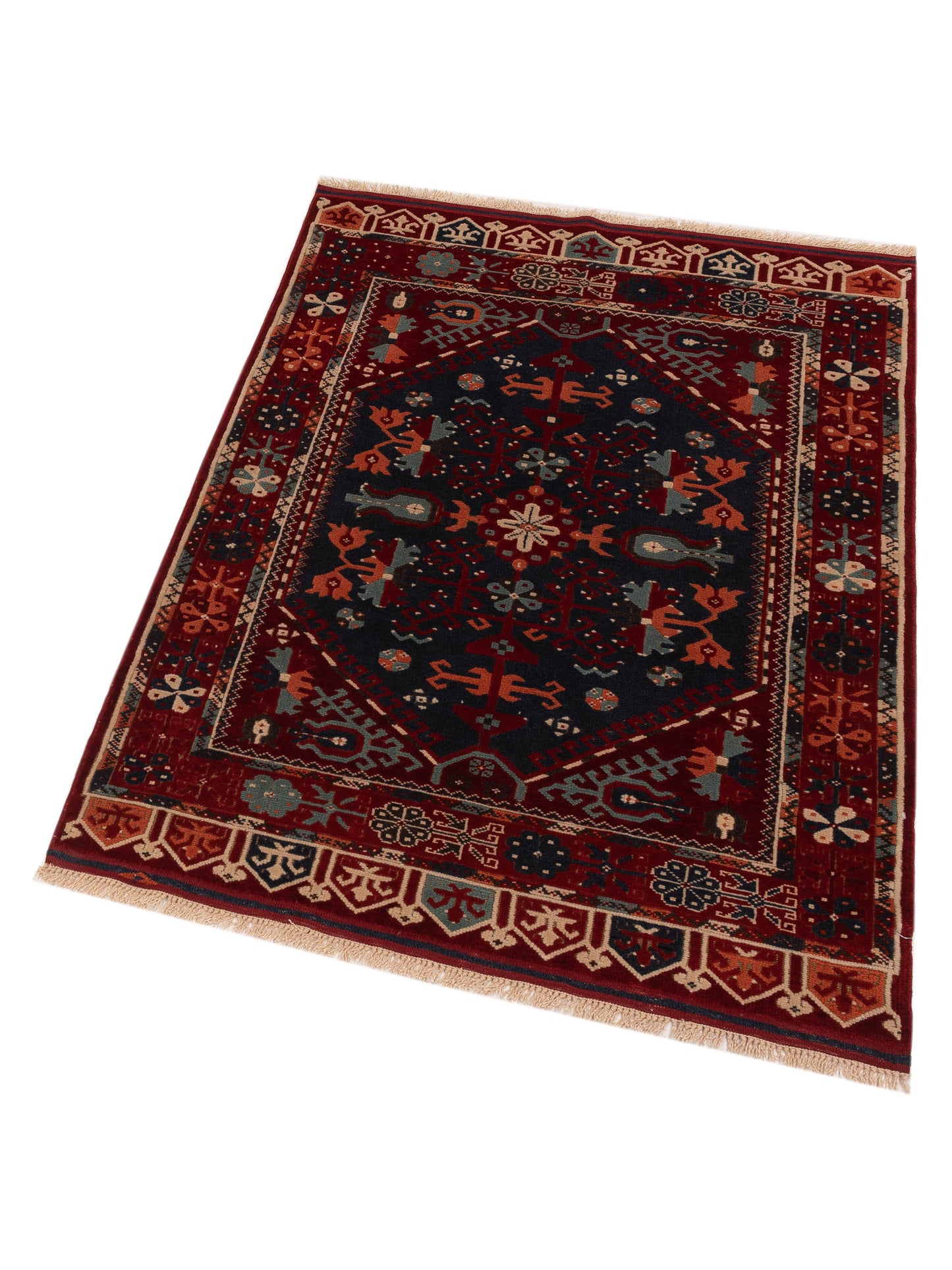 Shirvara Navy Red 4.1x5.7 Hand Knotted Rug