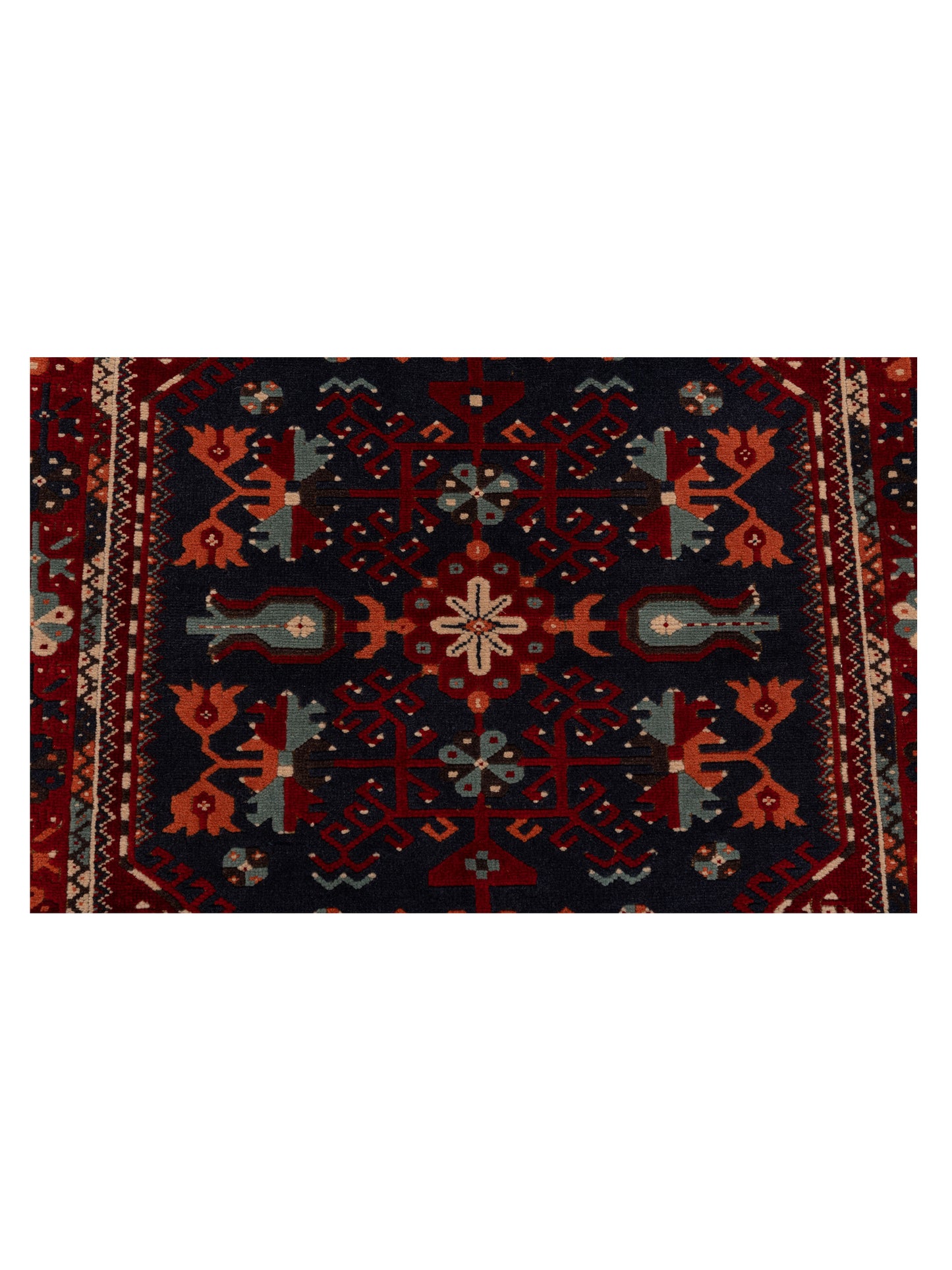 Shirvara Navy Red 4.1x5.7 Hand Knotted Rug