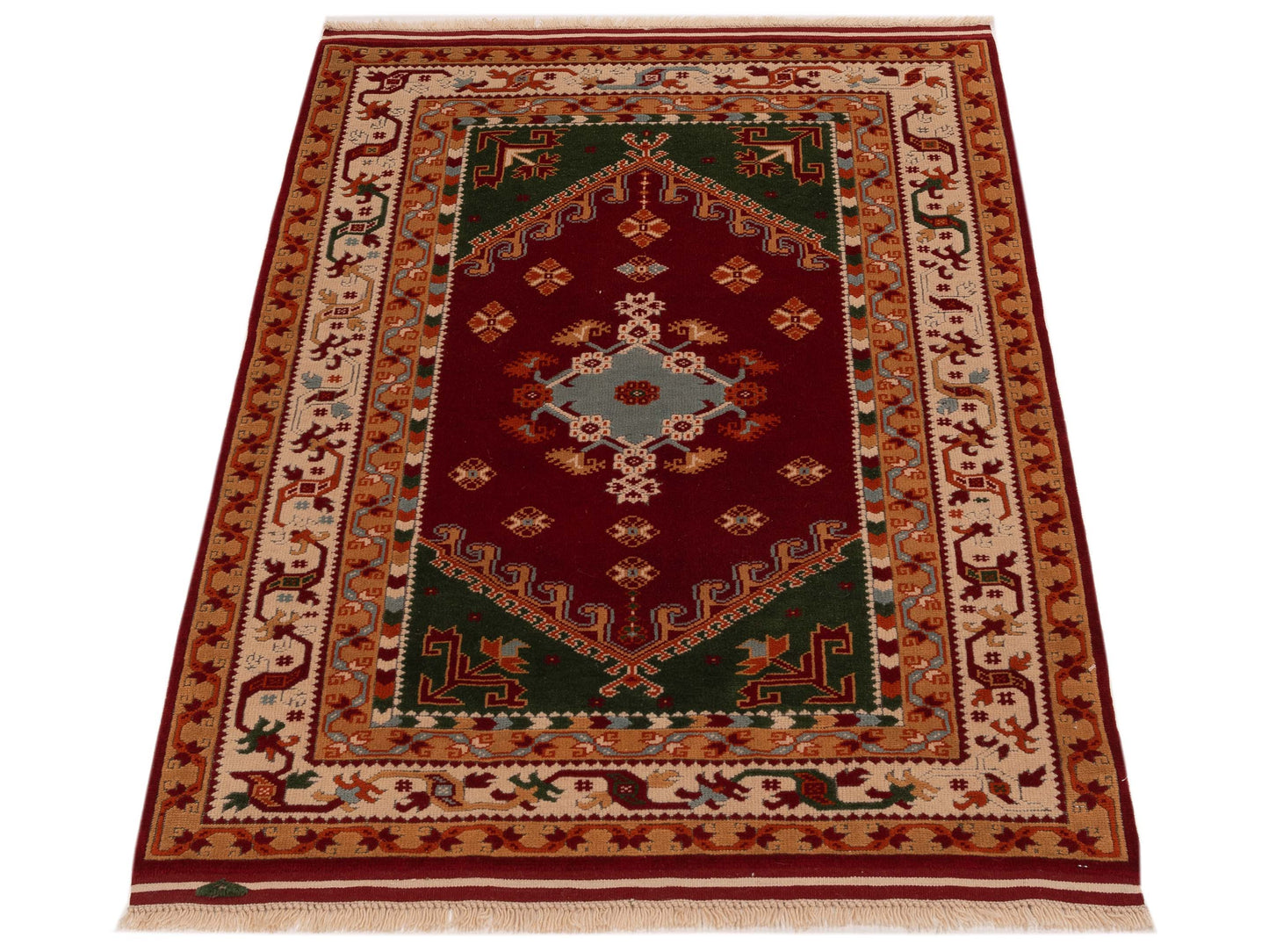 Shirvara Ivory Red 3.10x5.6 Hand Knotted Rug