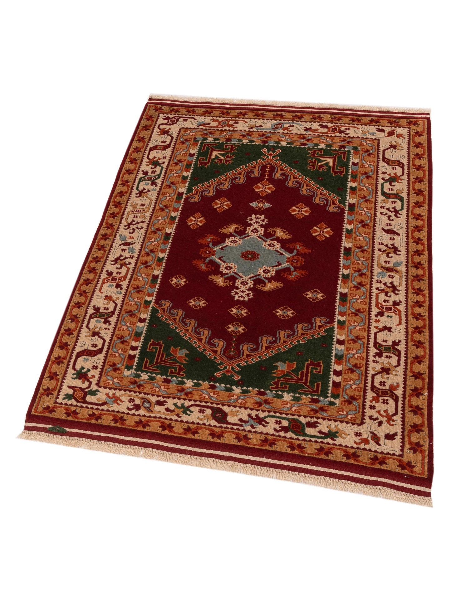 Shirvara Ivory Red 3.10x5.6 Hand Knotted Rug