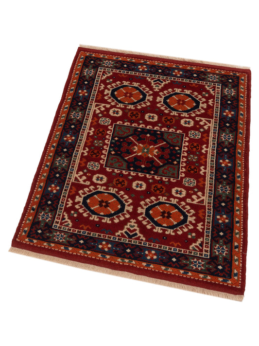 Shirvara Red Navy 3.2x4.3 Hand Knotted Rug