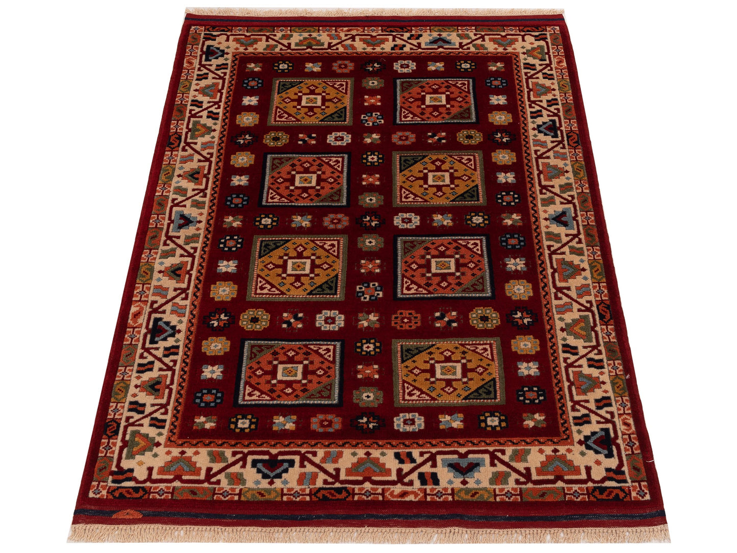 Shirvara Red Ivory 3.10x5.4 Hand Knotted Rug