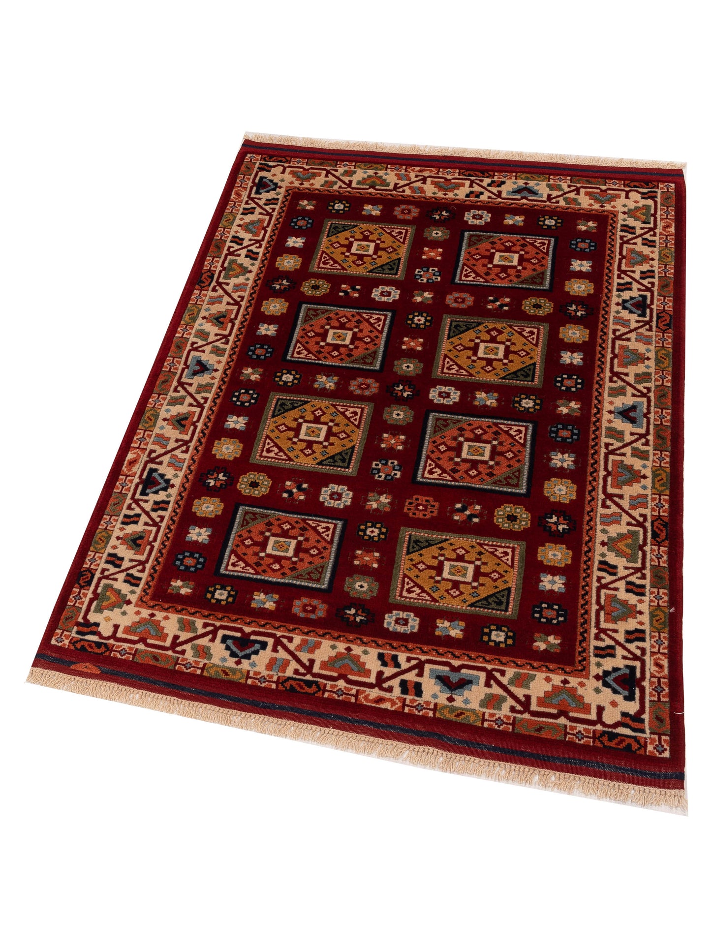 Shirvara Red Ivory 3.10x5.4 Hand Knotted Rug