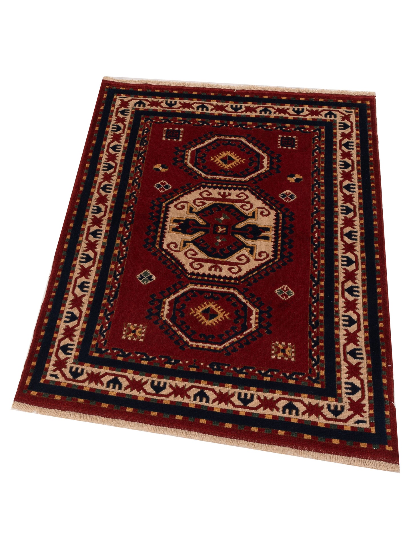 Shirvara Red Ivory 4x5.3 Hand Knotted Rug