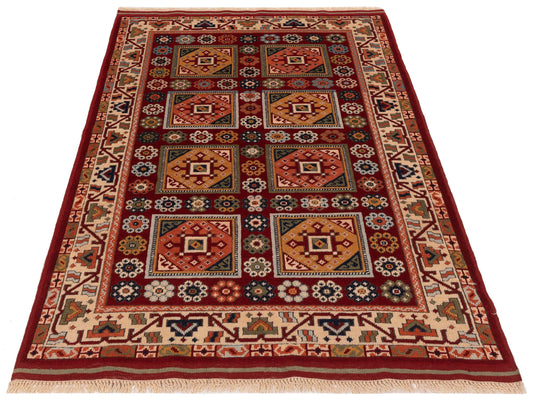 Shirvara Red Ivory 3.10x5.6 Hand Knotted Rug