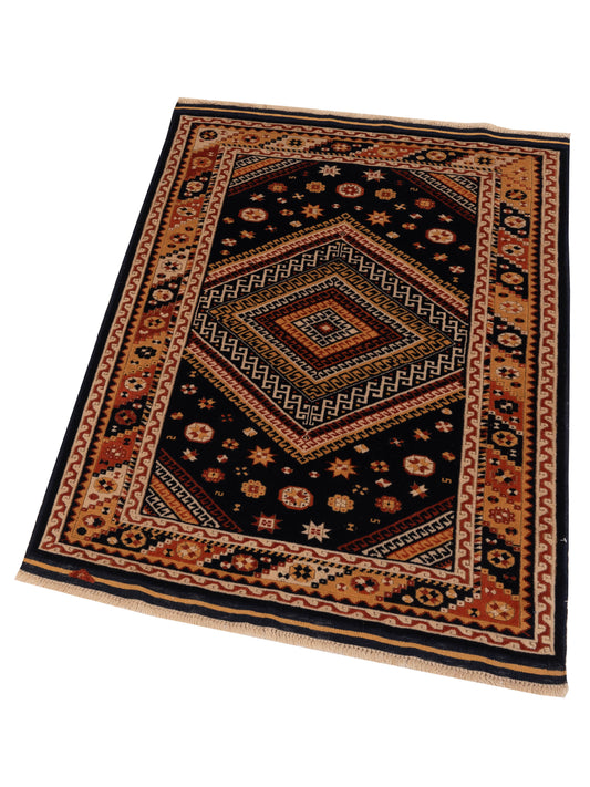 Shirvara Navy Orange 3.11x5.7 Hand Knotted Rug